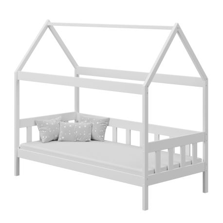 Letto singolo bambino in legno di pino massello Casetta 190x90 cm