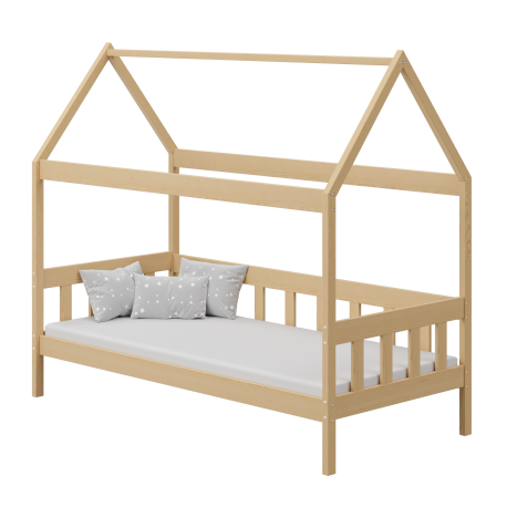 Letto singolo bambino in legno di pino massello Casetta 200x90 cm